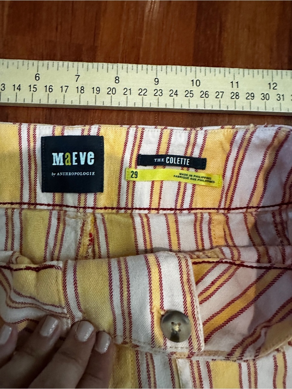 Anthropologie Maeve The Colette Striped Pants in Yellow and Pink size 29 - Picture 5 of 11